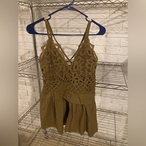 Super Cute Spaghetti Strap Brown Mini Dress Women’s Size Large